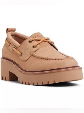 Sperry AO 2-Eye Lug Boat Shoes Tan Bronzer Women’s Size 9.5 Platform Leather